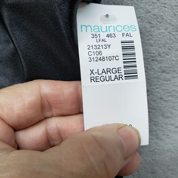 Maurices Pants Black Shiny Faux Leather Look XL Ankle Slim Straight Rocker NWT - Picture 9 of 11